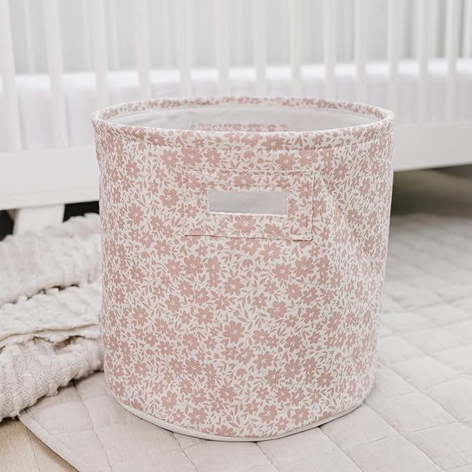 Sorrel + Fern Nursery Storage Basket (Antique Rose), Soft Collapsible Fabric Toy Bin, Magic Forest-Inspired Organizer for Playroom or Nursery, Gender-Neutral Decor, 13 × 13 Inches