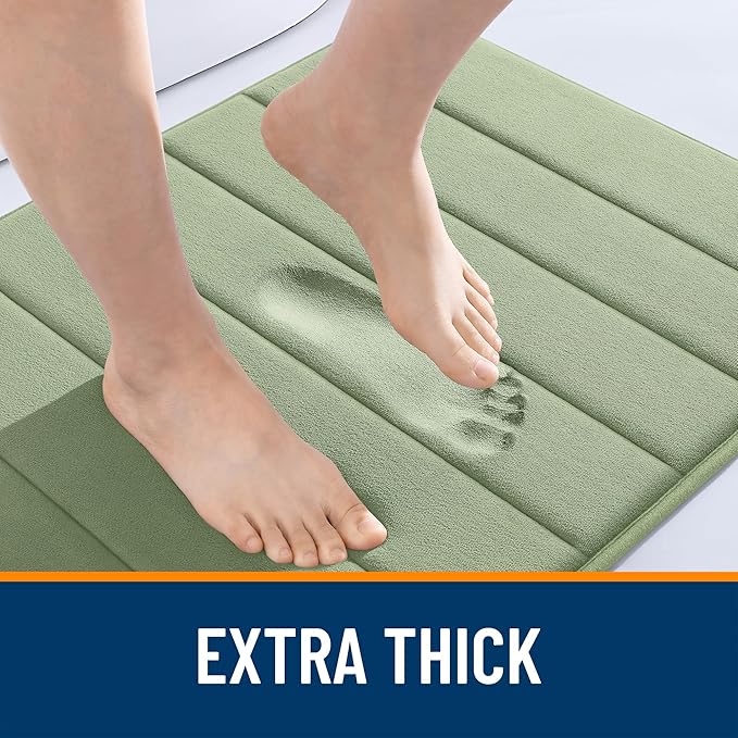 OLANLY Memory Foam Bath Mat 36x24, Super Soft Absorbent Bathroom Rugs, Quick Dry, Machine Washable Shower Floor Rugs, Bathmat Carpet, Bathroom Home Decor Accessories, Sage Green
