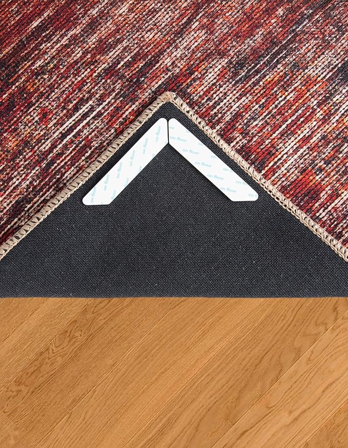 Rugs.com - 12 Pcs Rugs Tape, Non Slip Rug Pad, Reusable Washable Grippers for Rugs, Double Sided Anti Slip Rug Stoppers for Hardwood Floors to Prevent Sliding
