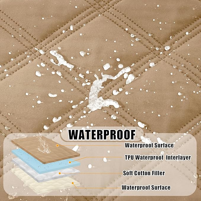 Smiry Waterproof Dog Bed Cover Blanket 68x82, Soft Reversible Pet Blanket, Washable Leakproof Cats Dogs Couch Cover for Sofa, Couch, Furniture, Lattice, Camel/Beige