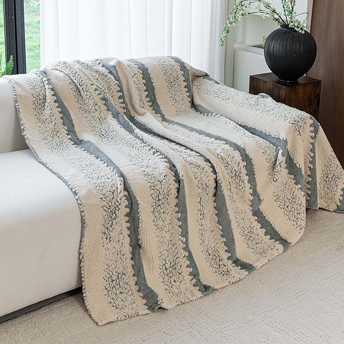 Sherpa Fleece Couch Cover for 3 Cushion Sofa, Gray, 71" x 134" - Pet Proof Sofa Covers Heavy Duty Scratch Resistant Pet Friendly Furniture Cover - Easy Install, Machine Washable