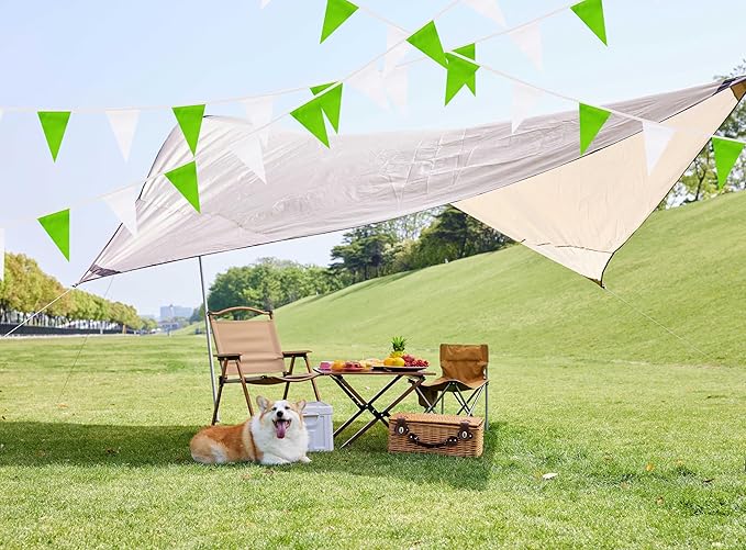 100 Feet Green & White Pennant Banner Flags String Hanging Green & White DIY Triangle Bunting Flags,Party Decorations for Grand Opening,Party Events Celebration,Kids Birthday,60 Pcs