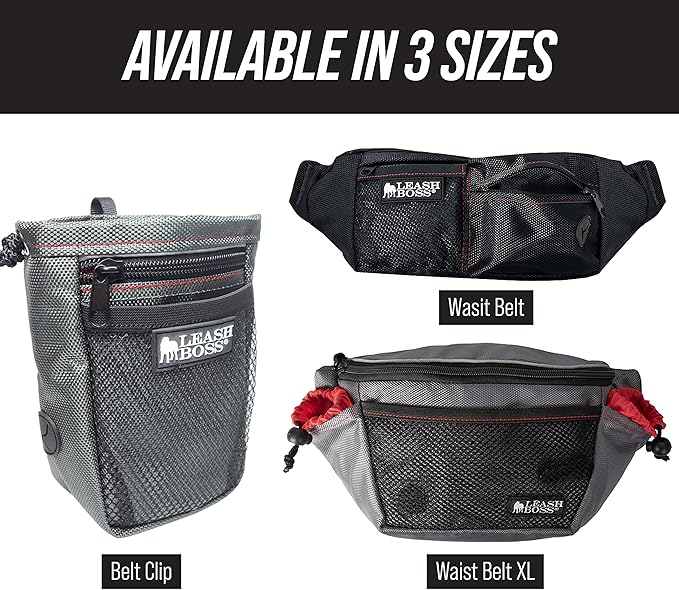 Leash Boss Dog Treat Pouch for Training | Training Treat Pouches for Pet Training | Treat Bag for Dog Training | Portable Kibble Snack Container for Pets | Fanny Pack Waist Belt Transport On The Go