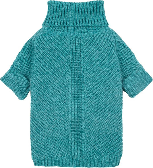 Fitwarm Turtleneck Dog Knitted Sweater, Thermal Winter Clothes for Small Dogs, Boy & Girl, Dog Sweater Pullover Jumper, Pet Outfit, Teal Blue, Large
