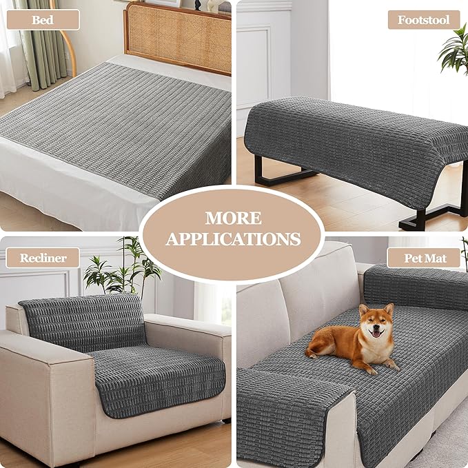 Meider Dog Bed Cover Couch Cover for Pets, 33x82 inch Anti-Slip Washable Couch Pads for 3 Cushions Sofa Furniture Protector (Dark Grey)