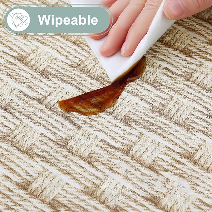 misaya Rectangle Waterproof Vinyl Table Cloth, Wipeable Tablecloth with Flannel Backing, Plastic Table Cover for Dinner, Picnic, Indoor and Outdoor (Weave, 60" x 84")