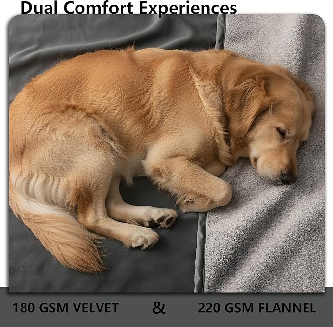Tuffeel Waterproof Blanket for Bed King Size, Leak Proof Dog Couch Blankets Reversible, Pet Throw Sofa Furniture Protector Machine Washable-82 x108,Black+Lightgrey