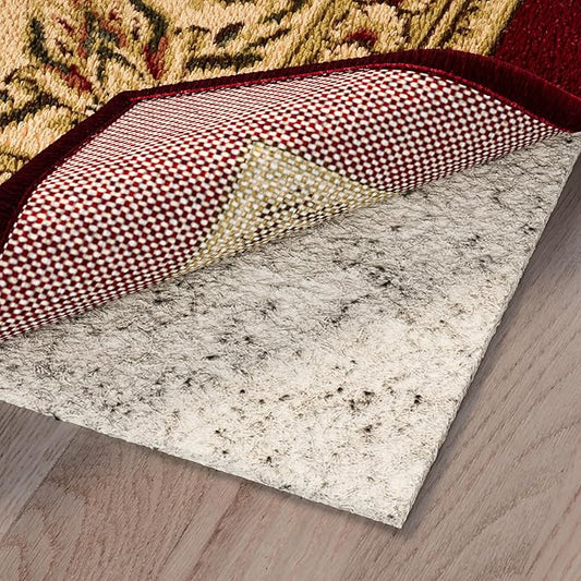 Ottomanson 4' x 7'8" Non-Slip Rug Pad Gripper 1/12 Inch Ultra Thin Dual Surface Felt + Rubber Gripper - Safe for All Floors, Cream