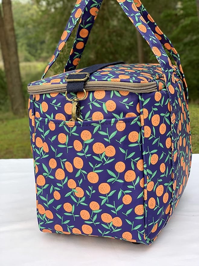 Kwang Min Insulated Insulated Cooler Bag,Reusable Large Lunch Bag for Women, Great for Outdoors,Camping,Party,Premium Quality,Adjustable Strap,Foldable