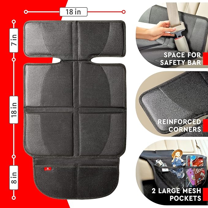 Helteko Car Seat Protector for Child Car Seat, Durable 600D Fabric Waterproof Car Seat Cover with Thick Pad, for Leather and Fabric Seats, Anti Slip