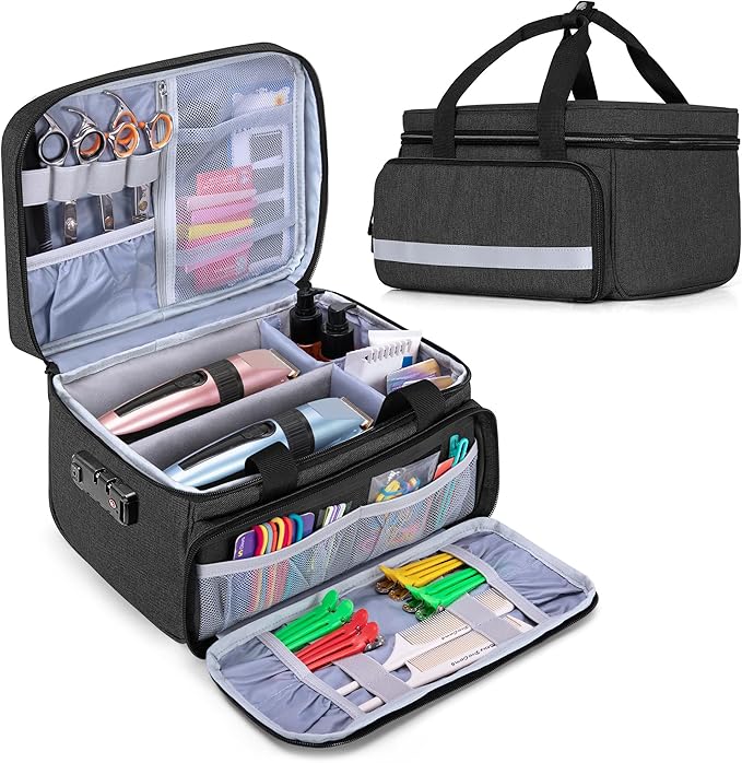 CURMIO Hair Clipper Carrying Case, Hair Cutting Supplies Bag Compatible with Ufree/Brightup/Wahl/KIKIDO/Novah/Hatteker/Andis and Most Standard Hair Trimmer, Bag Only, Black