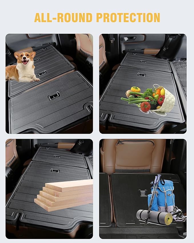 Rear Seat Back Cover Backrest Protector for Ford Bronco Sport Accessories 2021 2022 2023 2024 2025 2026 with Velcro All Weather Split Dog Liner Pet Mat Cargo Trunk Liner 2 PCS