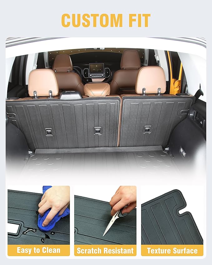 Rear Seat Back Cover Backrest Protector for Ford Bronco Sport Accessories 2021 2022 2023 2024 2025 2026 with Velcro All Weather Split Dog Liner Pet Mat Cargo Trunk Liner 2 PCS