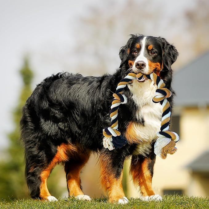 Medium and Large Dog Chew Toys for Aggressive Chewers, Dog Rope Toys for Medium Dogs, Indestructible Dog Toy, Knotted Dog Toys for Aggressive Chewers (Cotton and Polyester)