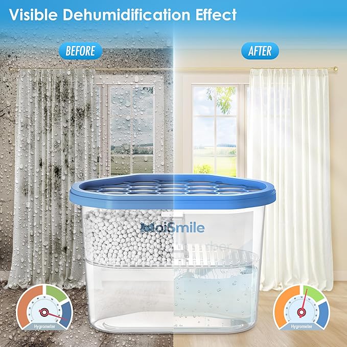 Moisture Absorbers 12 Pack, Fragrance-Free Closet Dehumidifier for Bathroom, Car ＆ Basement, 10.5 oz Refillable Humidity Absorber Boxes