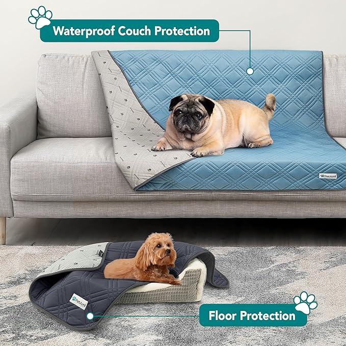 PetAmi Waterproof Cooling Mat for Dog, Premium Pet Cooling Blanket for Bed Crate, Anti Slip Indoor Dog Cool Pad for Sleeping, Q-MAX Large Sofa Couch Cover Mat for Cat, Light Blue, 60x80