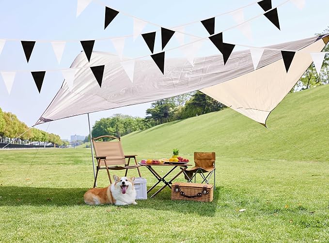 100 Feet Black & White Pennant Banner Flags String Hanging Black & White DIY Triangle Bunting Flags,Party Decorations for Grand Opening,Party Events Celebration,Kids Birthday,60 Pcs