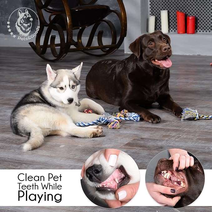 Pets&Goods Dog Rope Chew Toys – 5-Pack Durable Cotton Tug Toys for Puppies & Small/Medium Dogs – Dental Cleaning, Teething Relief, Washable & Safe Play