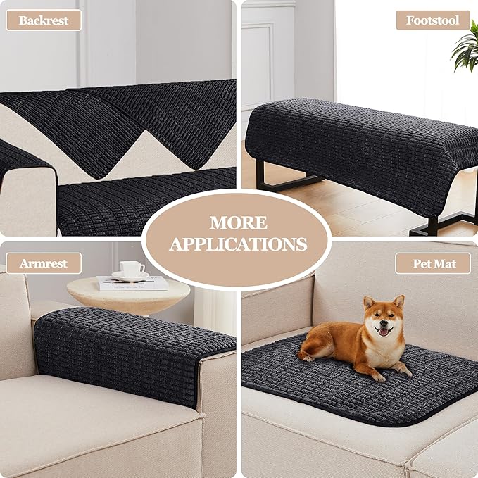 Meider Sofa Armrest Cover Couch Arm Cover Armchair Covers, 2pcs Anti-Slip Couch Arm Protectors Sofa Arm Covers (Black, 18x22x2pcs)