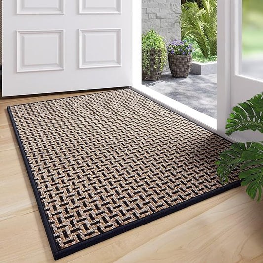 YDKGL Door Mat 31x47, Dirt Resistant and Absorbent, Non-Slip Rubber Backing Floor Mats, Easy Clean Low-Profile Doormat for Entryway, Front Door, and Inside Entrance, Black