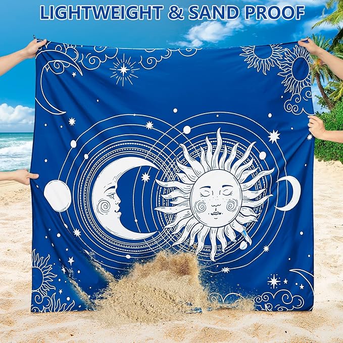 AISPARKY Beach Blanket Waterproof Sandproof Extra Large Beach Mat 79" X 83"/120"x108" for 2-8 Adults Quick Drying Durable Outdoor Picnic Mat for Travel, Camping, Hiking