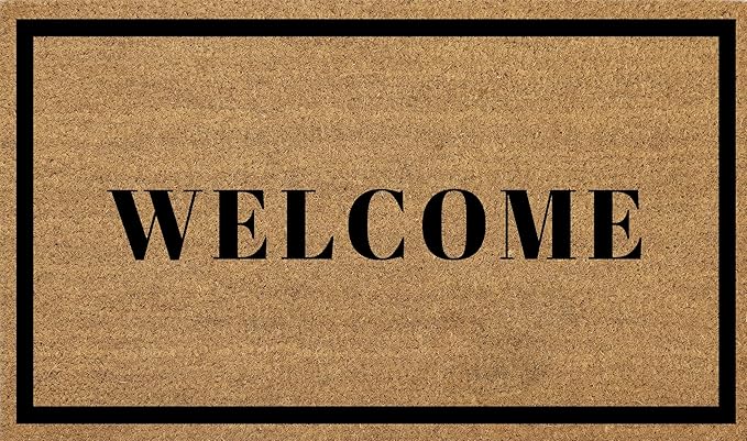 COCONIQ Coir Door Mats 17" X 30", Non-Slip Sturdy, PVC Backed Heavy Duty, Easy to Clean, Ideal for Door Entrance, Patio, Porch, Backyard, Garages, Welcome with Border