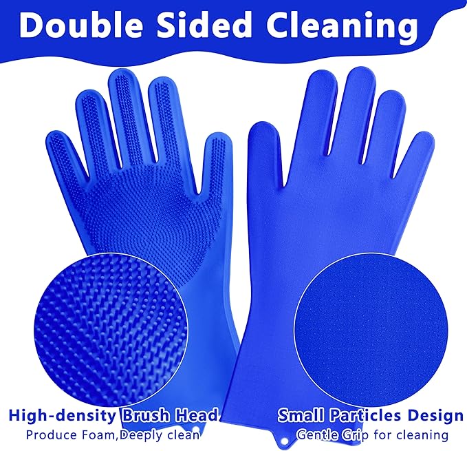 Maiiu Pet Grooming Gloves—Heat Resistant Dog Washing Gloves with High-Density Teeth, Dog Bath Scrubber with Enhanced Five Finger Design, Silicone Gloves for Dogs and Cats Bathing, Massage (Dark Blue)