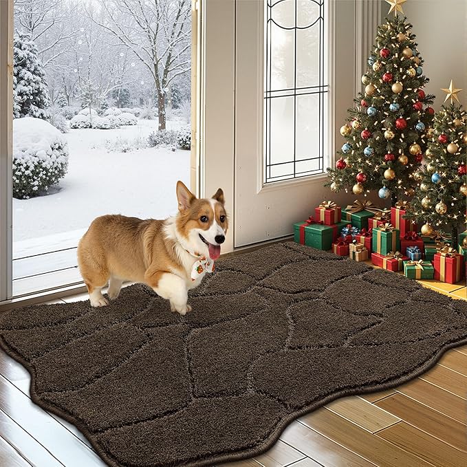 Dog Door Mat for Muddy Paws, 32 * 20 Absorbent Dirt Trapper Long Door Mat, Non-Slip Washable Mud Mat for Dogs, Polyester Microfiber Soft Pet Rug Mat for Entryway, Mud Dog Paws, Patio