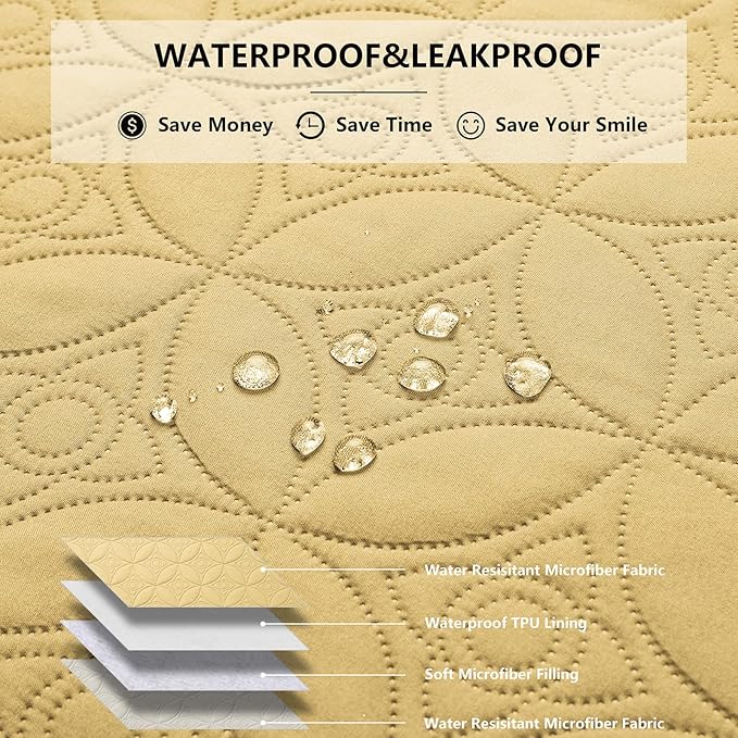 Waterproof Dog Blanket, 82x102 inches Pet Couch Covers for Sofa, Bed Furniture Protector from Dogs Washable and Reversible-Sand+Cream
