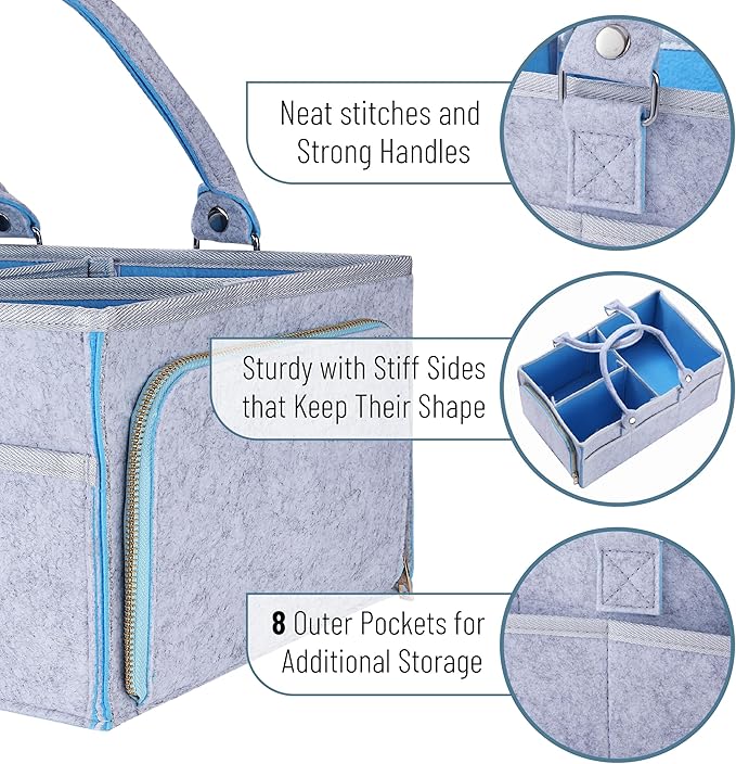 Mr. Pen- Large Baby Diaper Caddy Organizer, 2 Pack, Blue Inside, Nursery Storage Bin and Car Organizer for Diapers and Baby Wipes