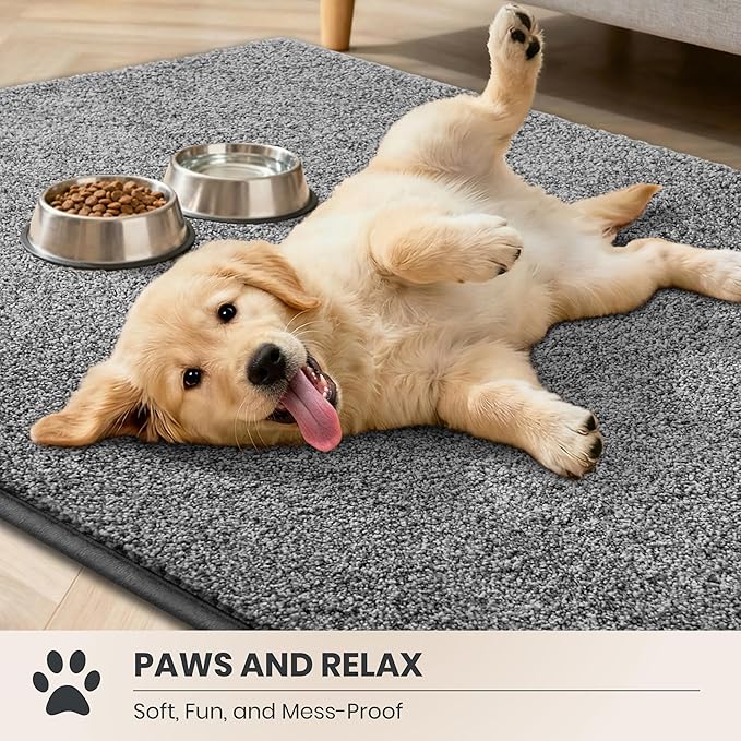 PURRUGS Dirt Trapping Door Mat 24" x 84", Non-Slip Machine Washable Entryway Rug, Dog Doormat, Indoor Front Door Mat, Super Absorbent Entry Rug for Muddy Shoes & Paws, Light Grey-Dark Grey