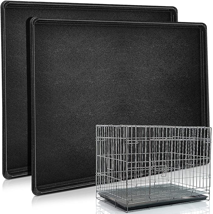 2 Pcs Replacement Dog Crate Pan Tray Kennel Bottom Tray Replacement Plastic Bottom Pan for Dog Crate, Black(36")