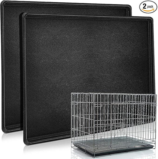 2 Pcs Replacement Dog Crate Pan Tray Kennel Bottom Tray Replacement Plastic Bottom Pan for Dog Crate, Black(42")