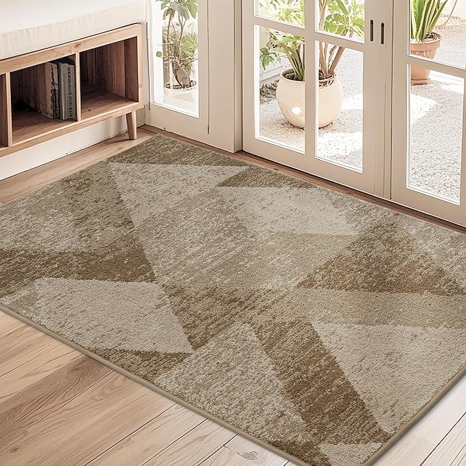 COSY HOMEER Entryway Rugs Doormat 32"x48", Non-Slip Absorbent Polyester, Washable Rugs for Front Door, Dirty Paws & High Traffic Areas, Beige