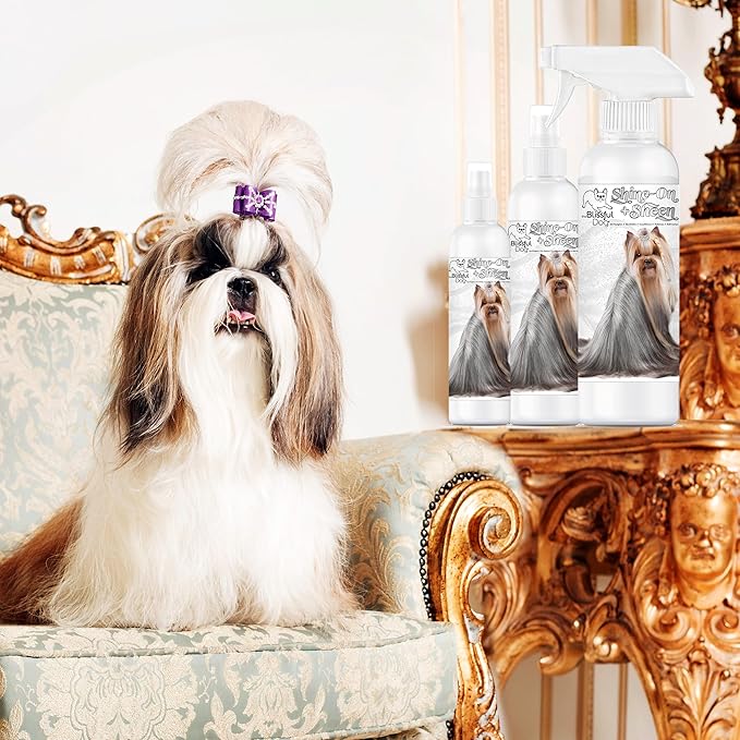 The Blissful Dog Shine-On + Sheen Coat Dog Spray, Easy-to-Use Conditioner, Sensitive Skin-Friendly Leave-in Conditioner, Detangler Spray, 8 oz.