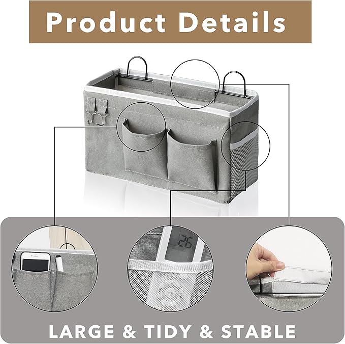 2pcs Hanging Baskets for Organizing,Fabric Wall storage Basket,Wall Organizer for Closet,Kitchen, Bedroom, Office, RV Camper,Locker (Gray)