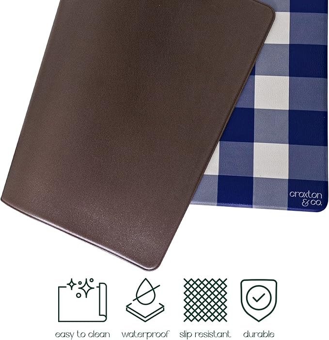 CROXTON & CO. Non-Slip Faux Leather Pet Feeding Mat for Dog Bowls | Large Bowl Mat for Food and Water | Durable, Easy-to-Clean Pet Food Mat for Floors | Size: 16.5"x18"