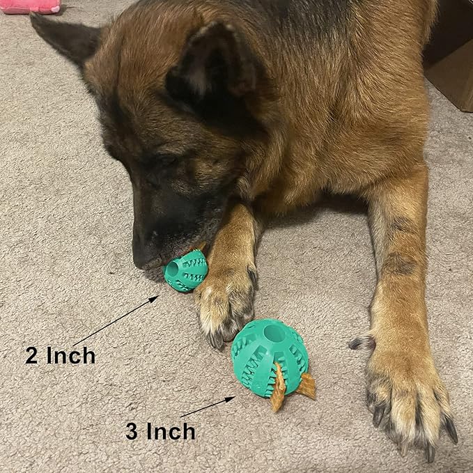 Jalousie Dog Puzzle Balls Dog Treat Dispensing Balls Non-Toxic Natural Rubber Dog Chew Toys for Puppy Pet Dog Teething Puzzle Playing Treat Dispenser Rope Balls (Large, 6 Pack Assorted)