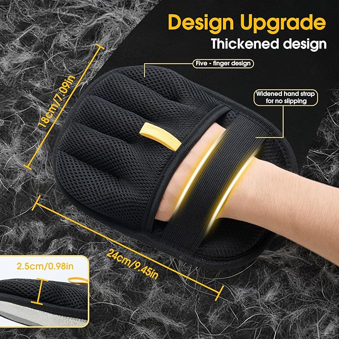 Pet Hair Removal Glove for Dogs & Cats;Upgraded Thickened with Static Technology Reusable for Carpets Clothes Sofas Bedding & More