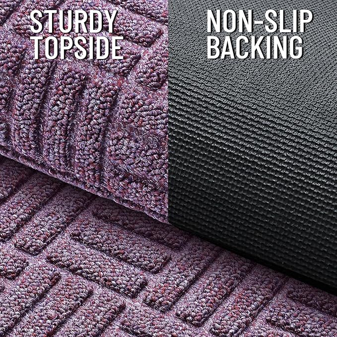 OLANLY Front Door Mat Outside Entrance 59x34, Absorbent, Heavy Duty Sturdy Natural Rubber Doormat Indoor Outdoor, Non-Slip, Stain and Fade Resistant, Low Profile Floor Mat for Entryway, Violet
