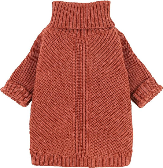 Fitwarm Thermal Knitted Dog Sweater Doggy Winter Coat Pet Clothes Doggie Turtleneck Jacket Puppy Outfits Cat Sweatsuit Red Medium