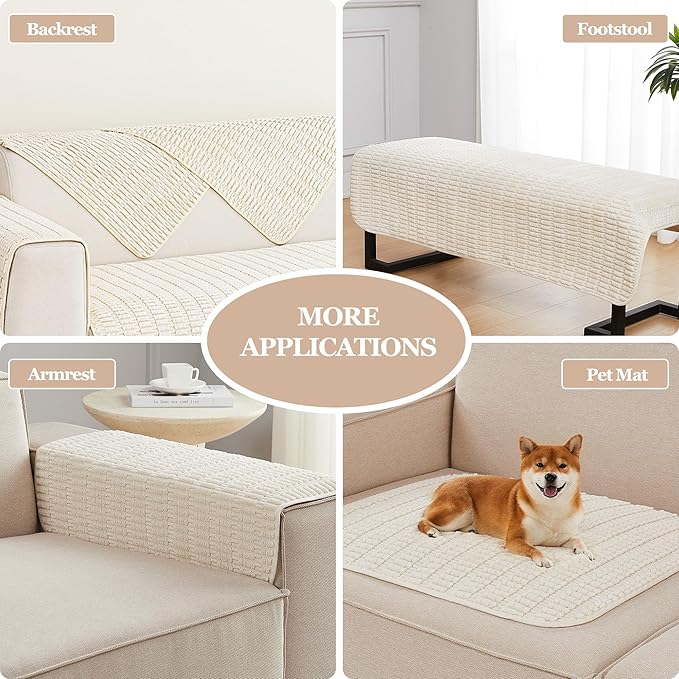 Meider Sofa Armrest Cover Couch Arm Cover Armchair Covers, 2pcs 26x26 inch Anti-Slip Couch Arm Protectors Sofa Arm Covers (Cream White)