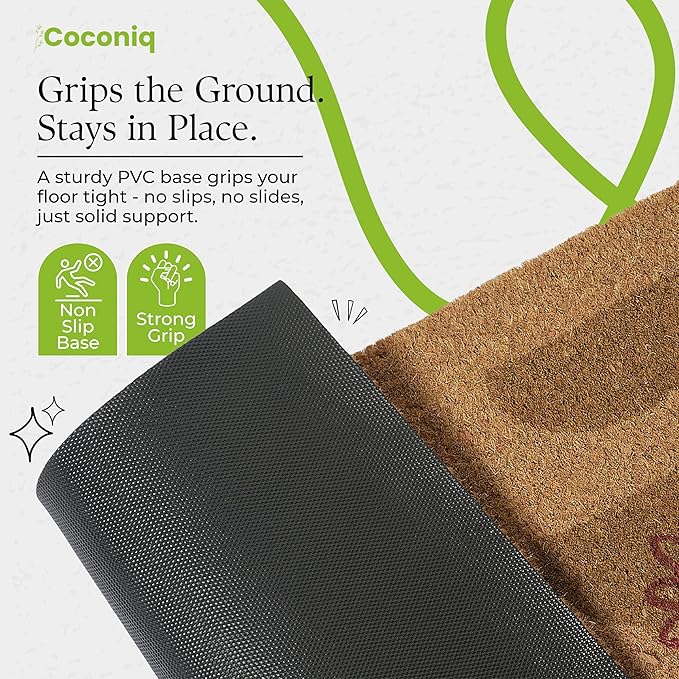 COCONIQ Coir Door Mats 17" X 30", Non-Slip Sturdy, PVC Backed Heavy Duty, Easy to Clean, Ideal for Door Entrance, Patio, Porch, Backyard, Garages, Welcome Abstract