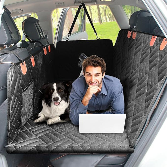 Dog Car Seat Cover for Back Seat - Waterproof Pet Seat Protector with Non-Slip Backing,Heavy Duty Hammock Style Protects Against Fur,Mud & Scratches for Cars,SUVs & Trucks