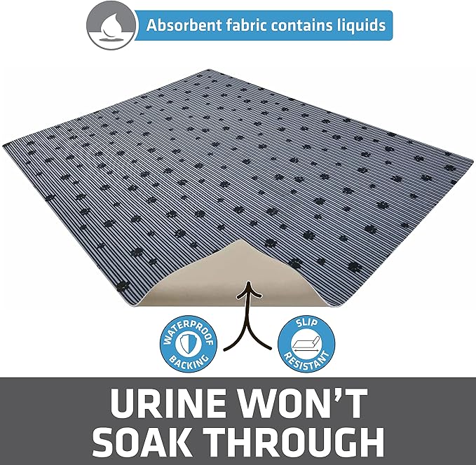 Drymate 12-Pack XL Original Cat Litter Mat, Contains Mess from Box, Protects Floors, Urine-Proof, Machine Washable, Soft on Kitty Paws, Absorbent, Waterproof (USA Made) (28”x36”)(GreyStripePaw)