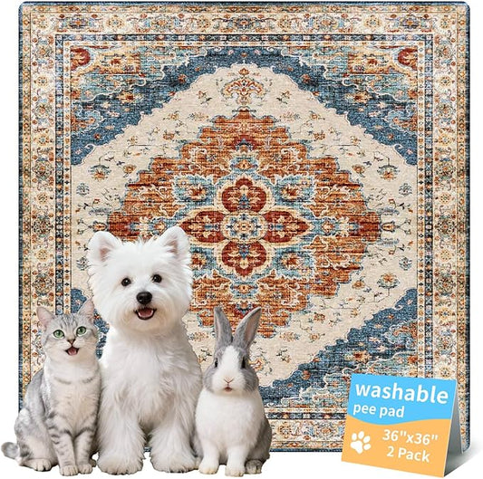 Dog Pee Pads Training Pads Upgrade Triple Thickness All-Purpose Super Absorbent & Leak-Proof, Quick Dry and Leak-Proof and Odor Control (Brick/Blue, 36" x36"x2PCS)