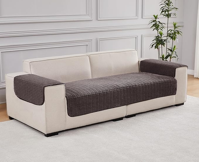 Meider Sofa Armrest Cover Couch Arm Cover Armchair Covers, 2pcs 26x30 inch Anti-Slip Couch Arm Protectors Sofa Arm Covers (Coffee)