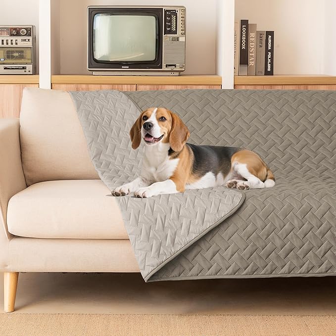 gogobunny Waterproof Dog Bed Cover Pet Blanket for Furniture Bed Couch Sofa Reversible (Dark Stone/Light Stone, 68x82 Inch (Pack of 1))
