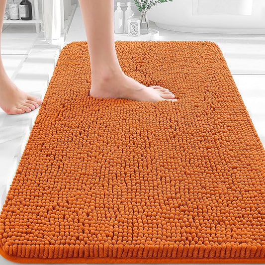 OLANLY Bathroom Rugs 36x24, Extra Soft Absorbent Chenille Bath Rugs, Rubber Backing Quick Dry, Machine Washable Bath Mats for Bathroom Floor, Tub and Shower, Home Decor Accessories, Clay