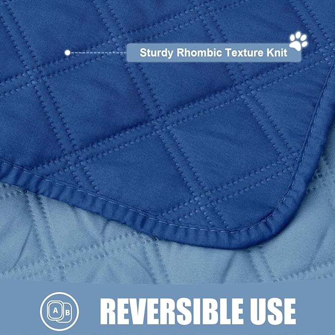 Smiry Waterproof Dog Bed Cover Pet Blanket, Soft Washable Dog Blanket for Furniture Bed Couch Sofa Reversible, Checkered (82"x82", Navy/Blue)